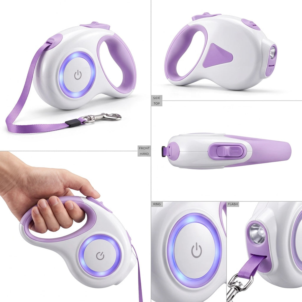 Laisse rétractable LED avec lampe