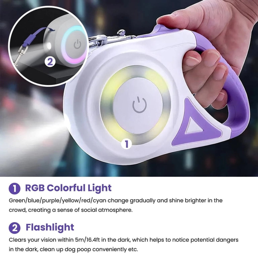 Laisse rétractable LED avec lampe